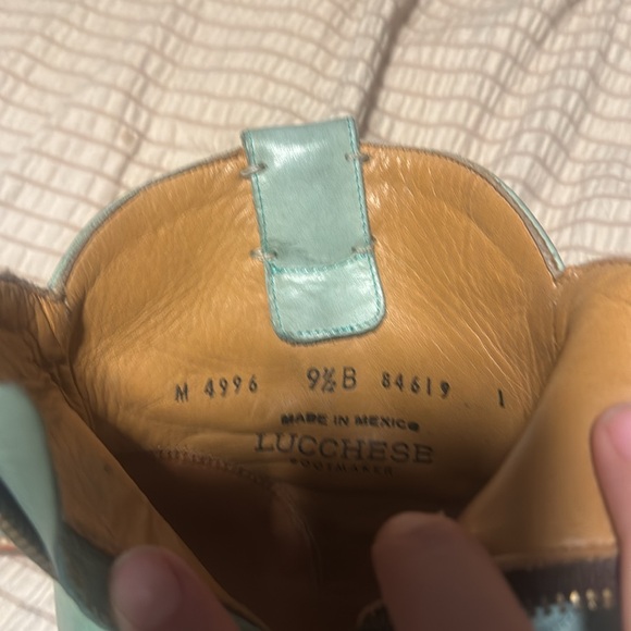 Turquoise Lucchese bootie 3 inch heel. - Picture 3 of 4